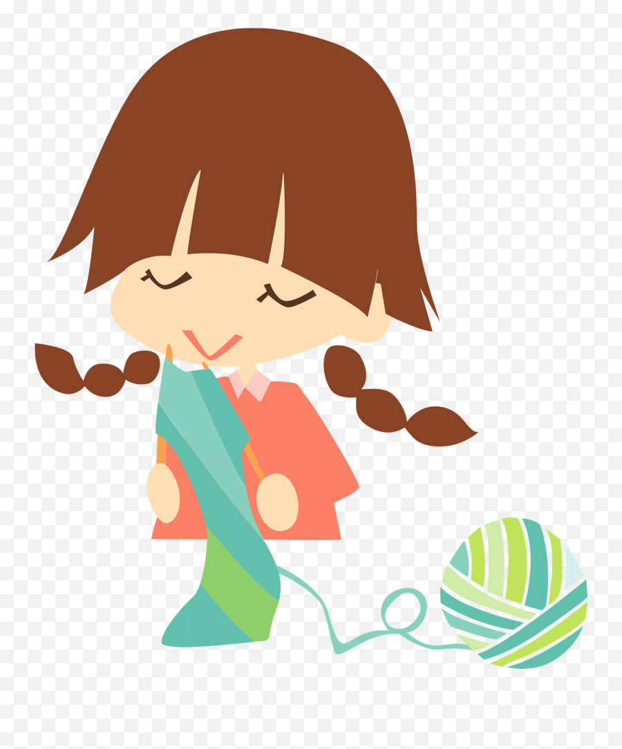 Girl Is Knitting Clipart - Knitting Emoji,Knitting Emoji