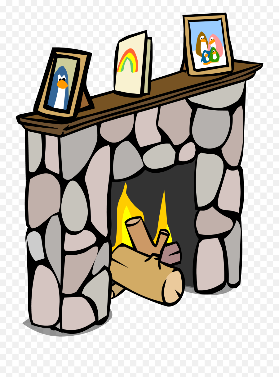Fireplace Clipart Comic - Club Penguin Png Download Full Fireplace Side View Clipart Emoji,Fireplace Emoji