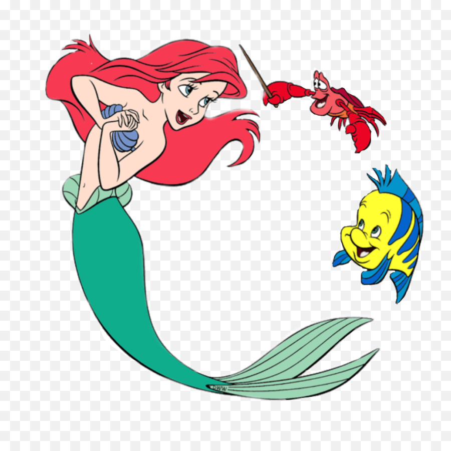 Circle Ariel Disney Crab Fish Sticker By Tyriss77 - Ariel Sebastian And Flounder Emoji,Ariel Emoji App