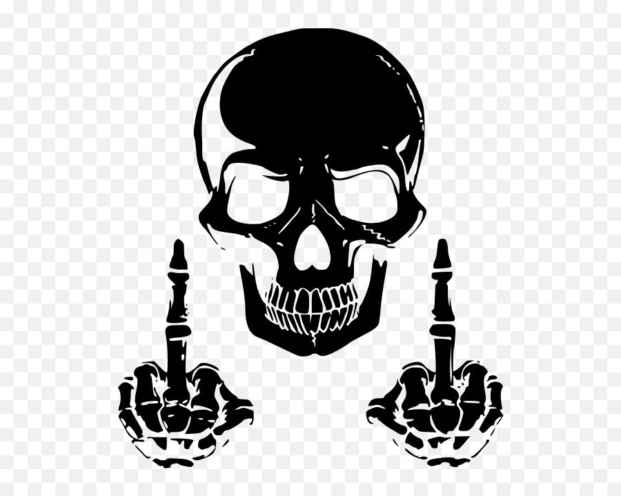 Skeleton Middle Finger Clipart - Skull With Middle Finger Emoji,Flip Off Finger Emoji