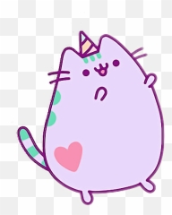 Kawaii Pusheen Cat Lila Party Heart - Pusheen Png Emoji,Pusheen The Cat Emoji