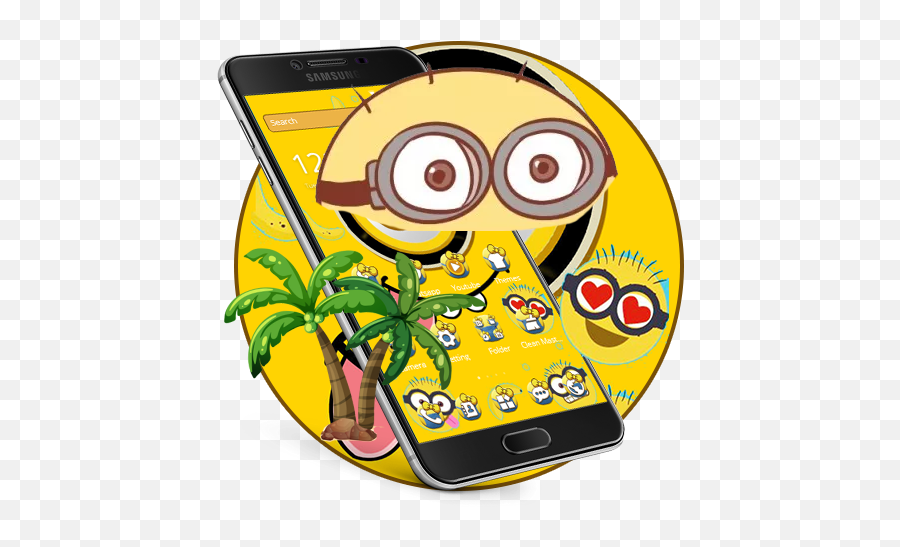 Lovely Yellow Cartoon Big - Eyes Theme Izinhlelo Zokusebenza Cartoon Emoji,Wiener Dog Emoji