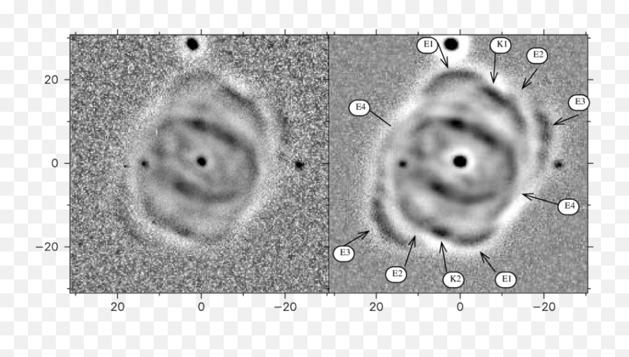 Greyscale H Left And O Iii Right Images Of Ngc 6058 - Circle Emoji,Heavy Metal Emoticon