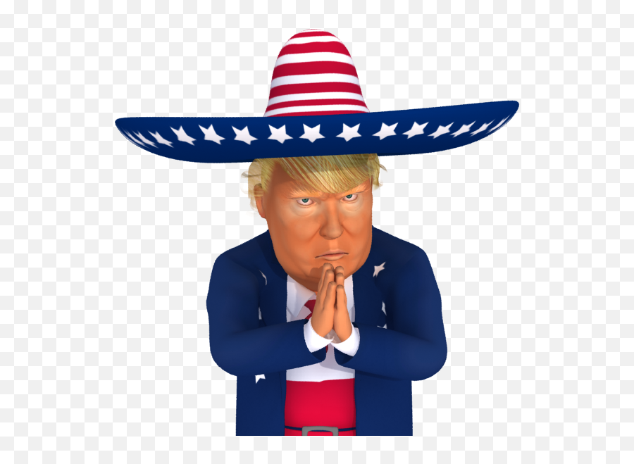 Begging Mexican Trump 3d Caricature - Mexican Donald Trump Transparent Emoji,Trump Laughing Emoji