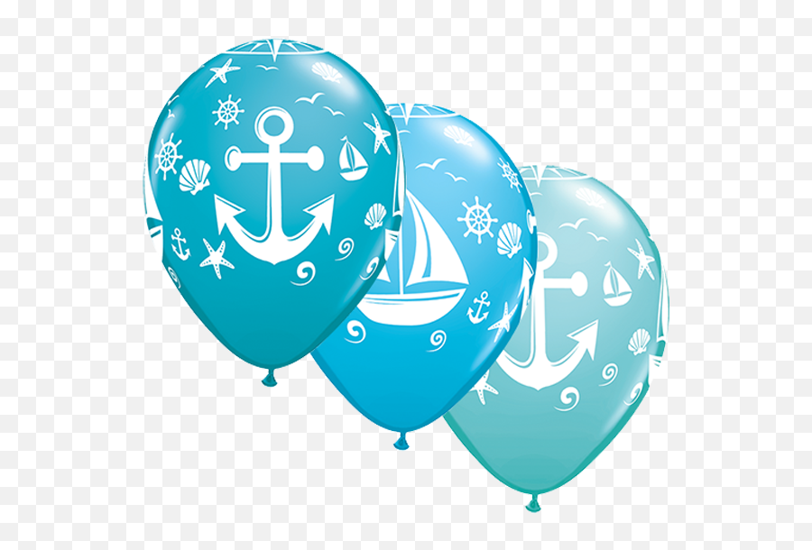 10 X 11 Nautical Sailboat U0026 Anchor Assortment Qualatex - Globos De Marinero Png Emoji,Sailboat Emoji