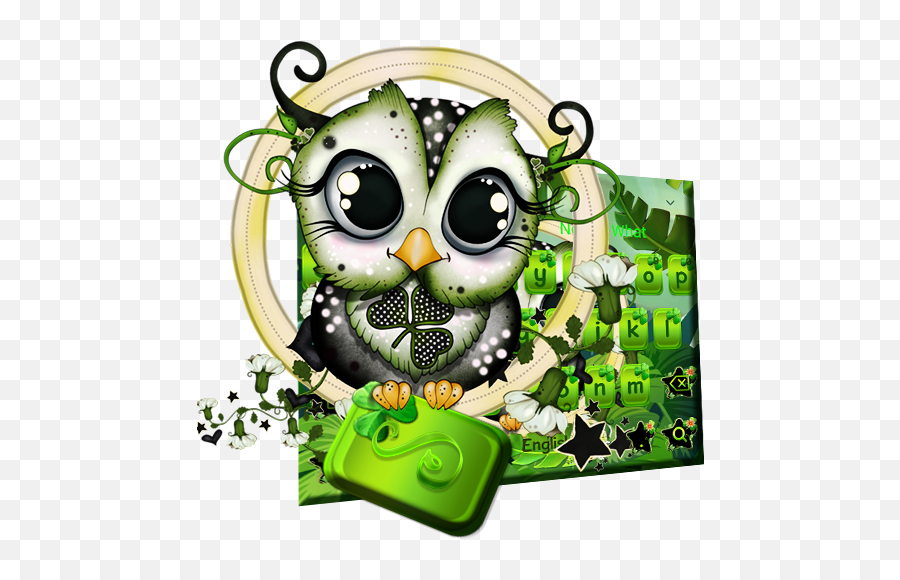 Lucky Owl Keyboard Theme 10001001 Apk - St Patrick Day Owl Png Emoji,Owl Emojis For Android