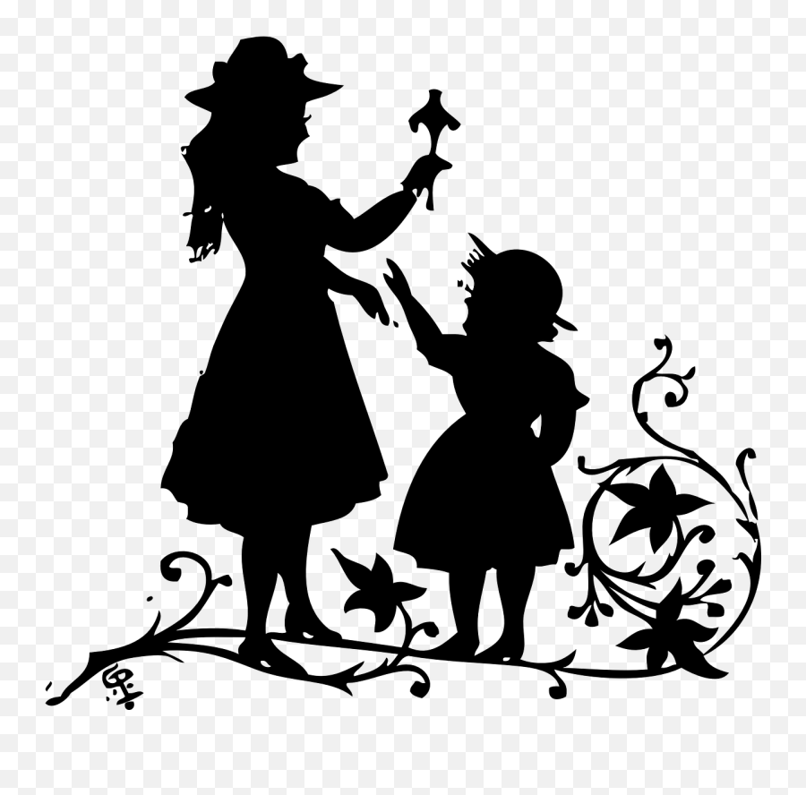 Fairy Tale Fairy Magic Wand Princess Playing - Black And White Mom And Daughter Clipart Emoji,Magic Wand Emoji