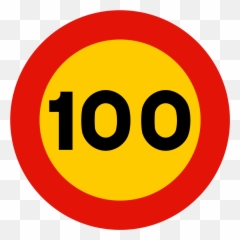 Spain Traffic Signal Tr301 - Señal Velocidad Máxima 100 Fondo Amarillo Emoji,No Signal Emoji