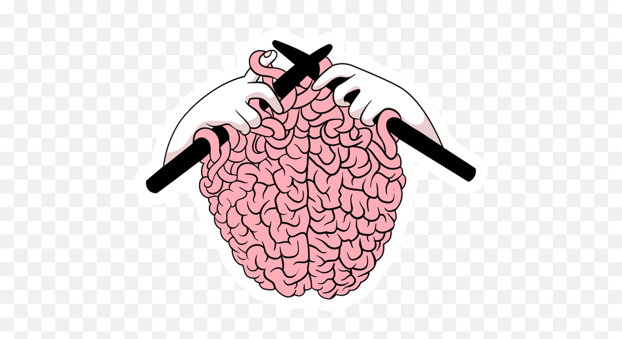 Knitting A Brain Sticker - Somajsebi Brindo Pujo Pandal Emoji,Knitting Emoji