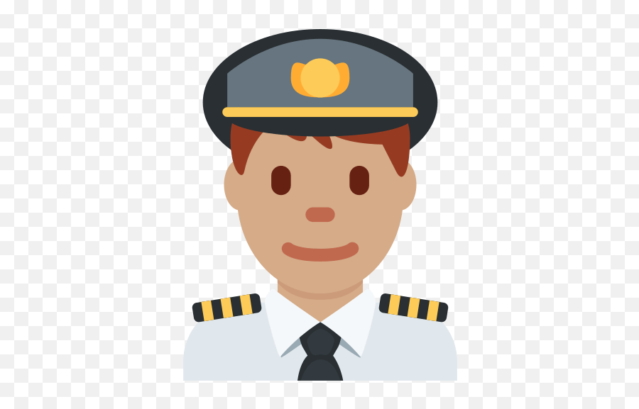 Man Pilot Emoji With Medium Skin Tone - Pilot Emoji,Pilot Emoji