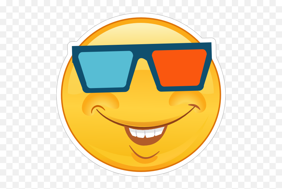 Crazy Smiling Emoji With 3d Glasses Sticker - Smiles Stickers In 3d,Smiling Emoji