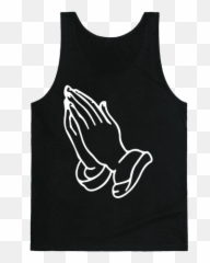 Pray Emoji Tank Top - Prayer Hands Black Background