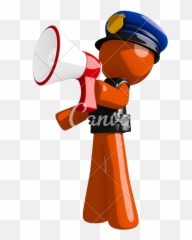 Orange Man Officer Shouting In Bullhorn Photos - Canva Emoji,Shouting Emoji