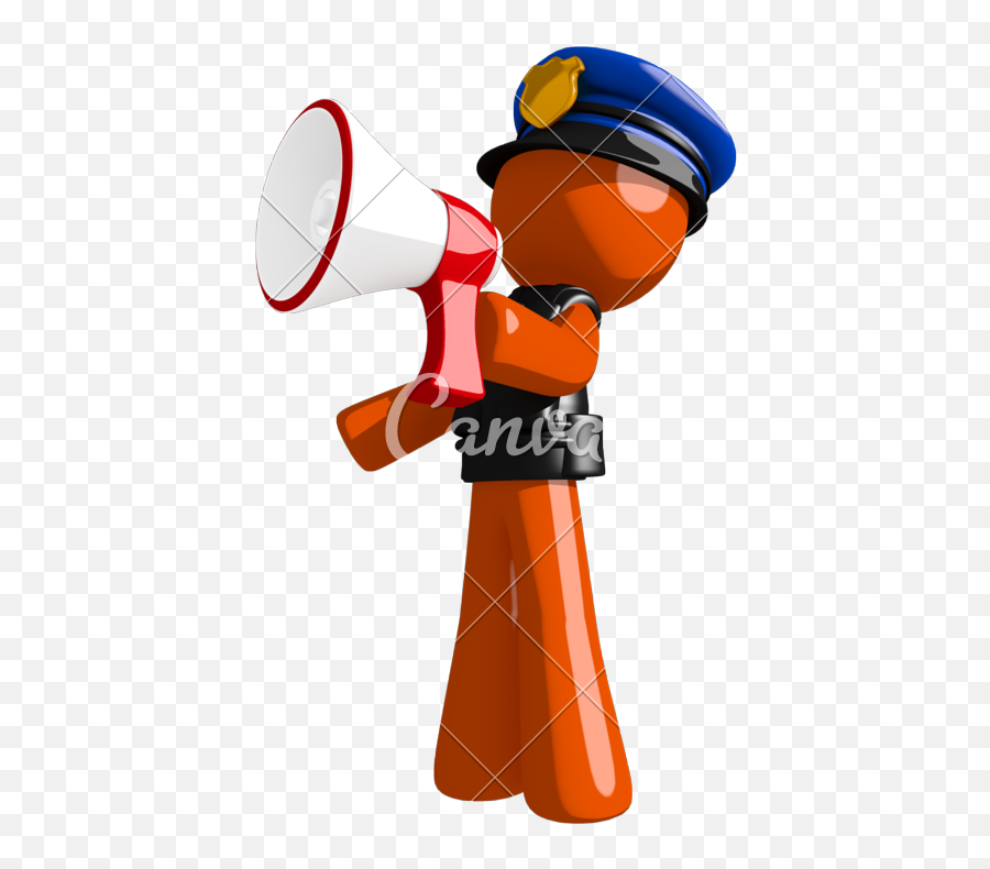 Orange Man Officer Shouting In Bullhorn Photos - Canva Emoji,Shouting Emoji