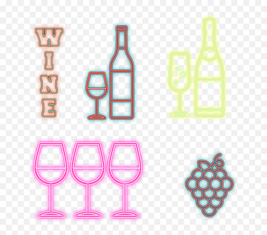Neon Cocktails Drinks - Clip Art Emoji,Martini Glass And Party Emoji