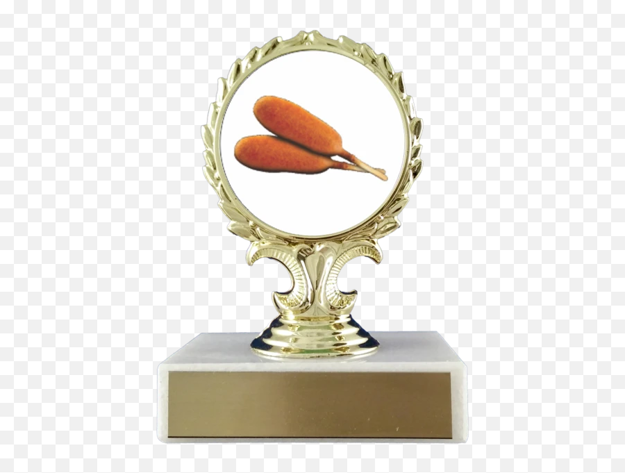 Corn Dogs Logo Trophy On Flat White - Award Emoji,Corn Dog Emoji