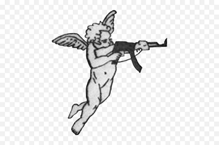 Tattoo Grunge Angel Guns Sticker - Cartoon Emoji,Emoji Tattoo Gun