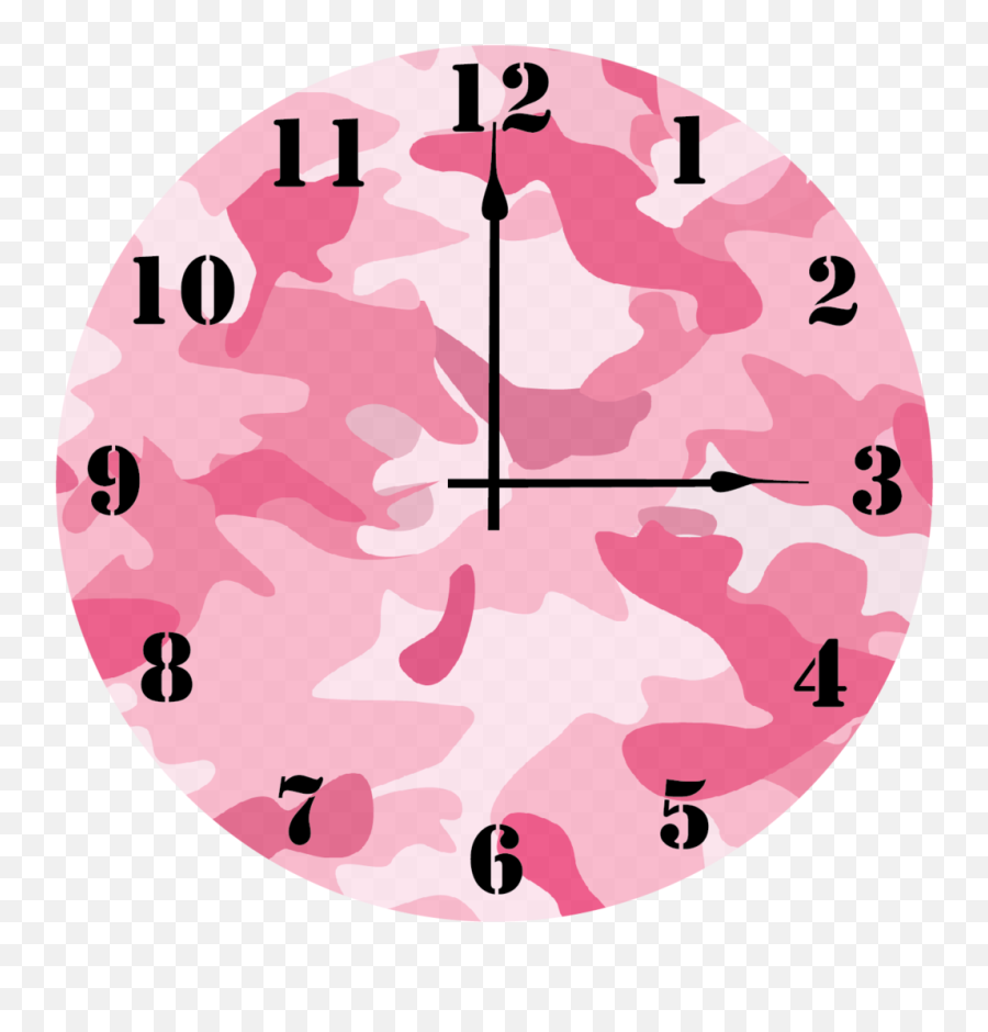 Pink Camo Clock - Wopah 12 Inch Fashion Watches Creative Transparent Background Clock Face Png Emoji,Emoji Watch And Clock
