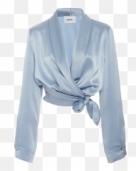 silk blue satin babyblue Sticker jj - Satin Wrap Blouse Blue Emoji