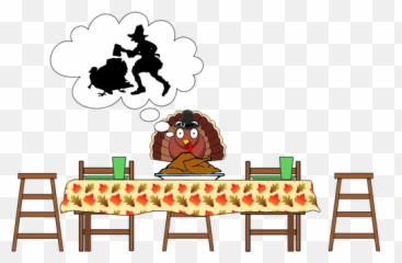 Scared Turkey - Cartoon Thanksgiving Dinner Table Emoji,Thinking Emoji