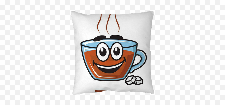 Cartoon Tea Cup Throw Pillow U2022 Pixers - We Live To Change Bebidas Desenhos Emoji,Tea Emoticon
