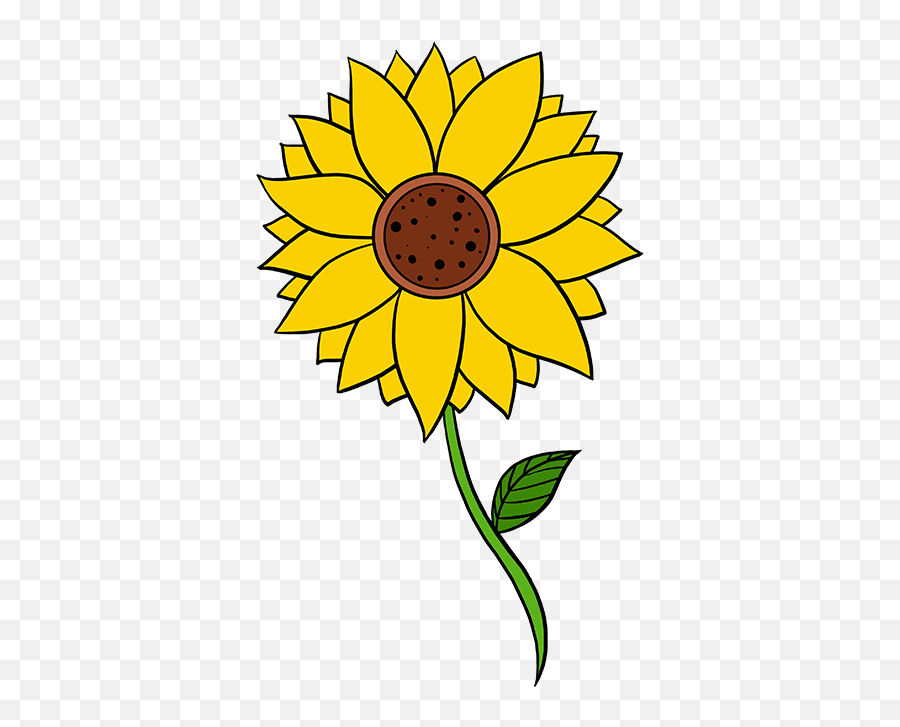 How To Draw A Sunflower - Easy Drawing Of A Sunflower Emoji,Yellow Flower Emoji