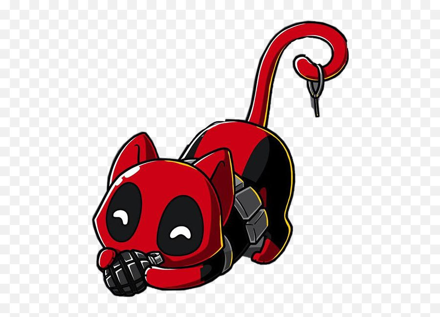 Deadpool Marvel Kitten Grenade Freetoedit - Deadpool Chibi Emoji,Deadpool Emoji
