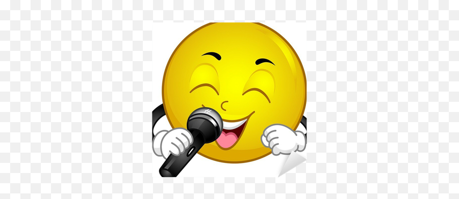 Singing Smiley Sticker Pixers - Smiley Face On A Mic Emoji,Singing Emoji