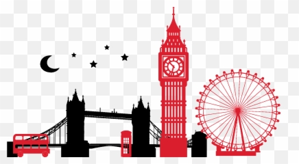 Free Big Ben Clipart Black And White - Silhouette Of London Eye Emoji