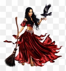 Woman Female Brunette Gypsy Witch Crow - Witch Magic Drawing Emoji,Gypsy Emoji