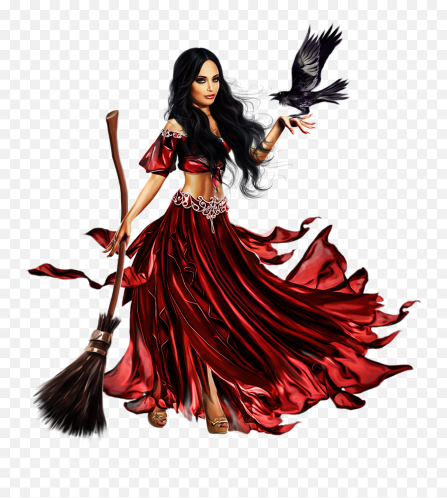 Woman Female Brunette Gypsy Witch Crow - Witch Magic Drawing Emoji,Gypsy Emoji