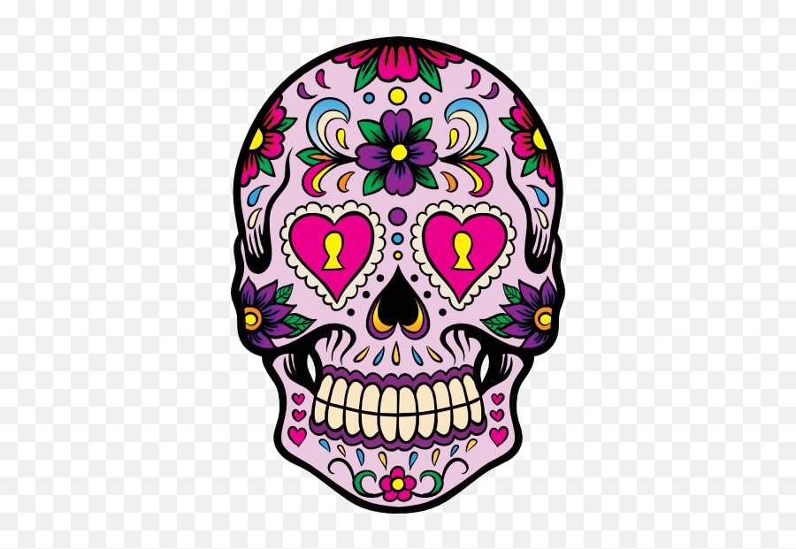 Decorative Skull With Heart Eyes Sticker - Skull Calavera Emoji,Day Of The Dead Emoji