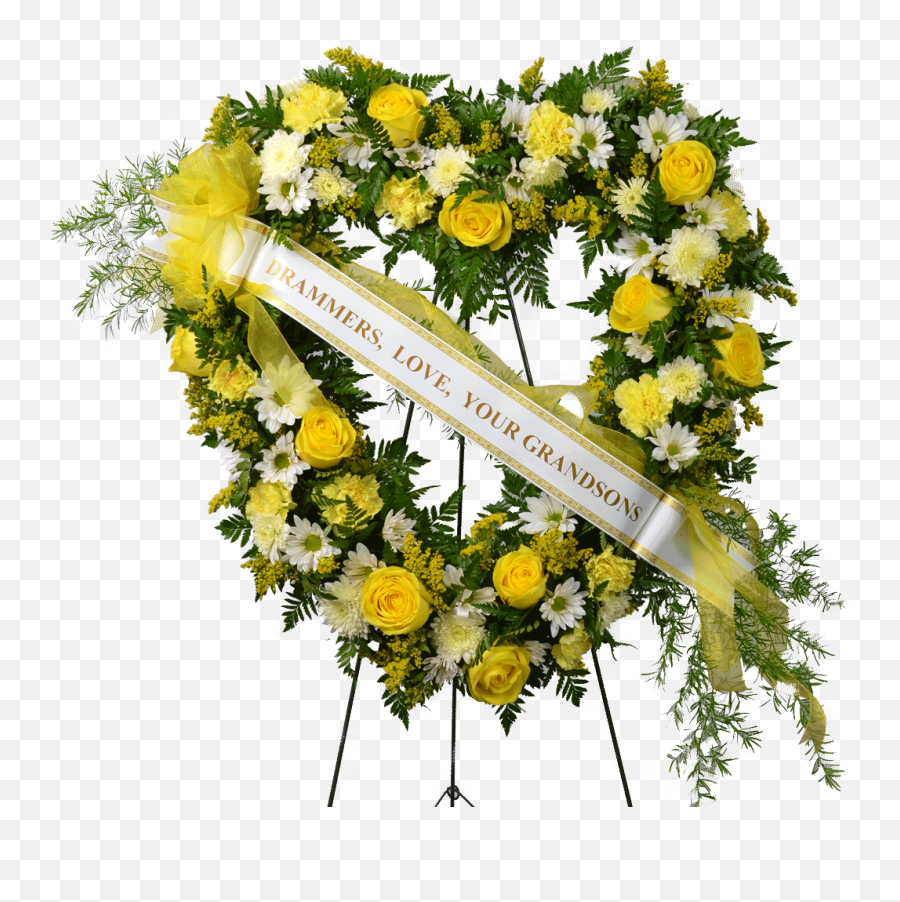 Download Heart Wreath For Funeral Png Download - Sympathy Funeral Arrangement Flowers Banner Emoji,Awareness Ribbon Emoji