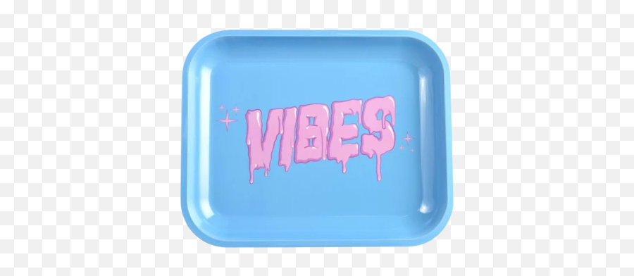 Vibes Bubblegum Drip Logo Metal Rolling Tray - Blue And Pink Rolling Tray Emoji,Drip Emoji
