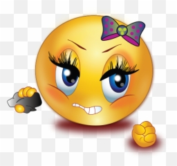 Angry Girl Holding Rock Emoji,Mad Emoji