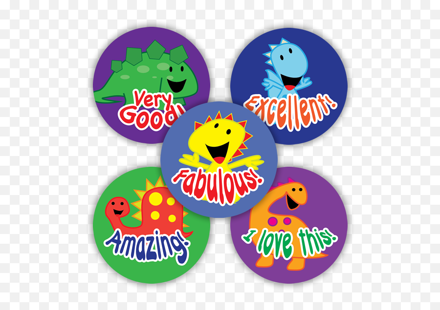 Fun Dinosaur Stickers Measuring 28mm To - Emblem Emoji,Dinosaur Text Emoticon
