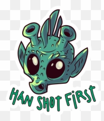 Star Wars Greedo Han Shot First Sticker - Sticker Mania Cartoon Star Wars Greedo Emoji,Porg Emoji