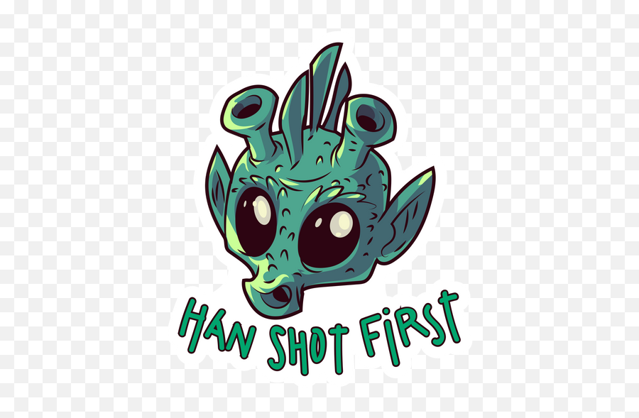 Star Wars Greedo Han Shot First Sticker - Sticker Mania Cartoon Star Wars Greedo Emoji,Porg Emoji