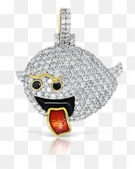 10k Yellow Gold Ghost Emoji Pendant 1 - Cartoon,Ghost Emoji
