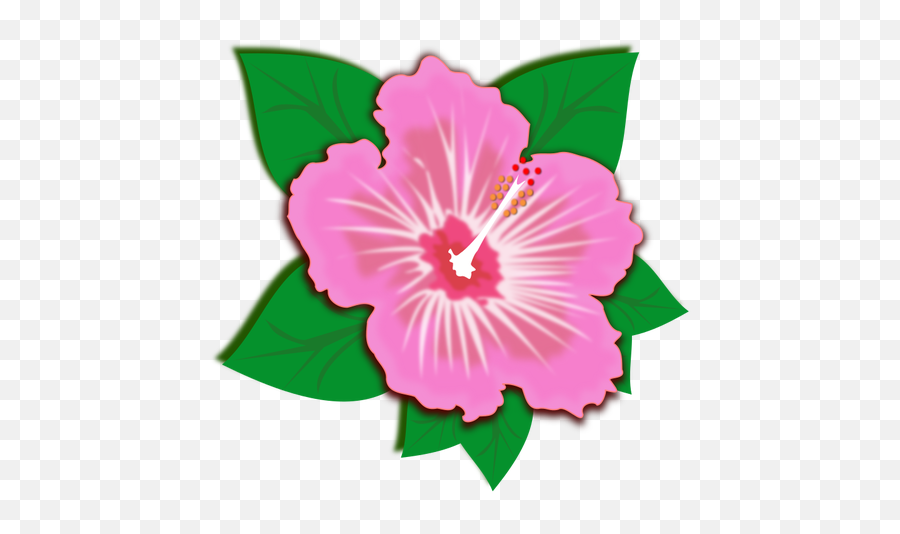 Pink Flower With Green Leaves - Pink Spring Flower Clipart Emoji,Hawaiian Flower Emoji