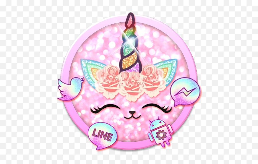 Flower Unicorn Cat Launcher Theme Live - Best Wallpaper Rainbow Unicorn Emoji,Unicorn Emoji Tinder