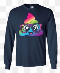 Rainbow Poop Emoji Nerdy Glasses Cute Pink Shirt
