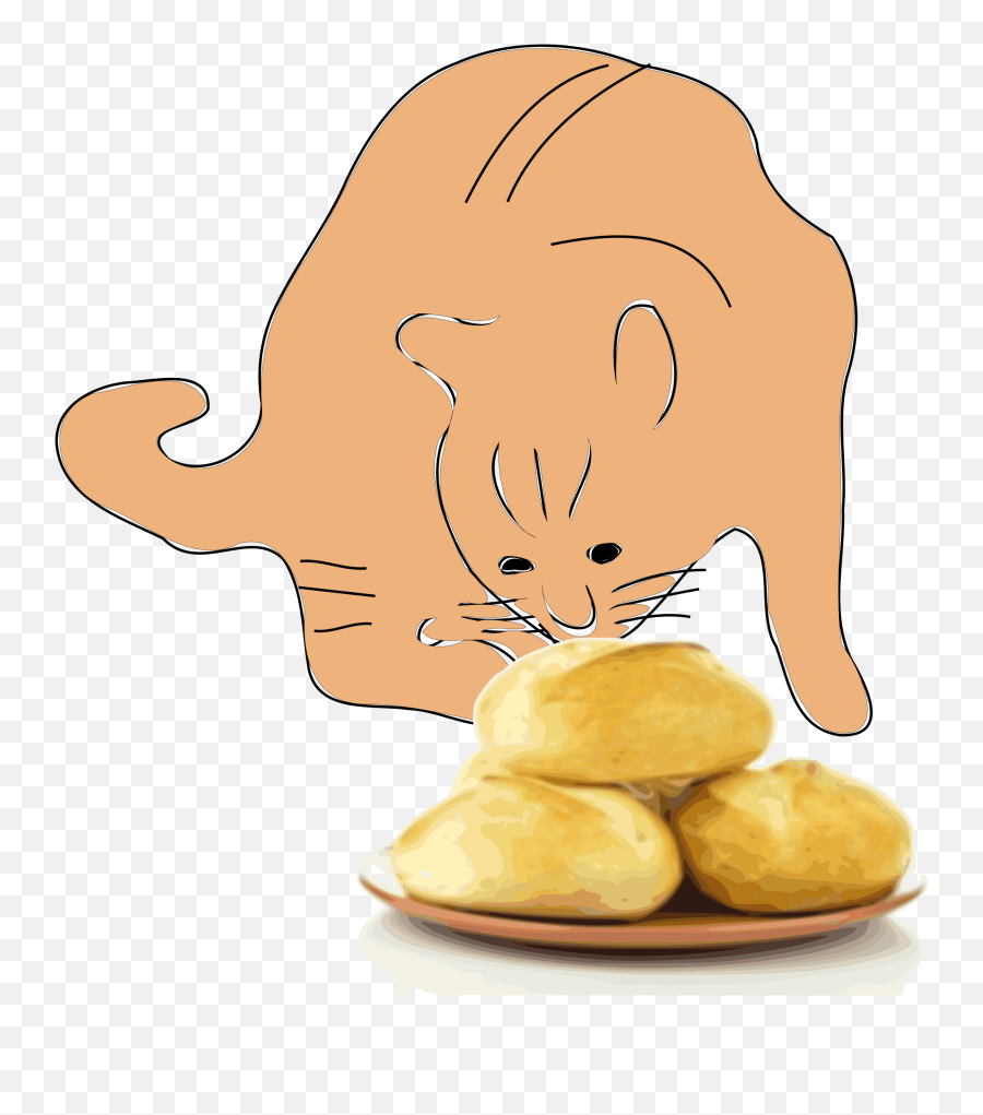 Cat Sniffing A Plate Of Bread Vector - Clip Art Emoji,Japanese Cat Face Emoji