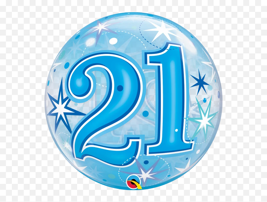 21st Birthday Milestone Age Blue Starburst Sparkle Bubbles Balloon ...