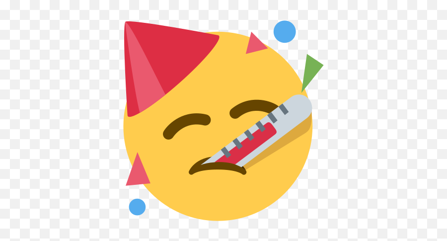 Emoji With Mask And Party Hat,Thermometer Emoji