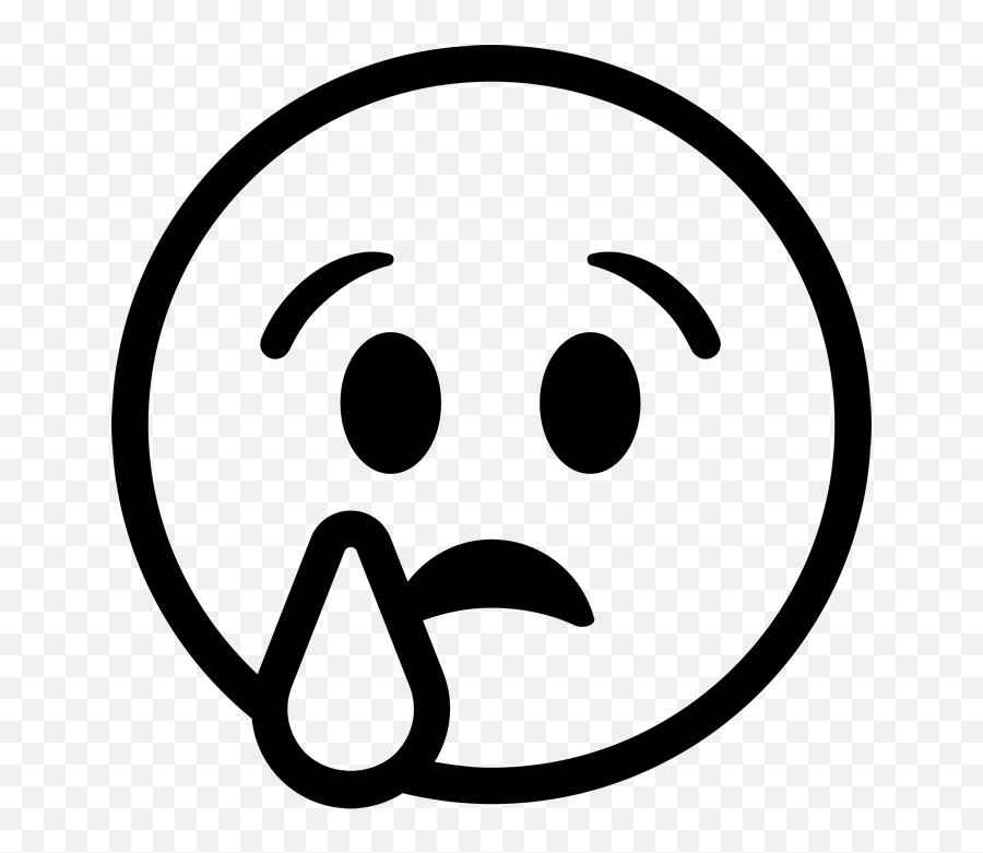 Crying Face Emoji Rubber Stamp - Crying Face Emoji Black And White,Crying Emoji
