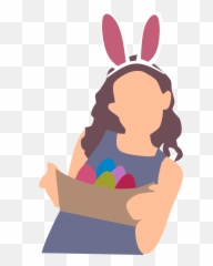 Girl Egg Basket Easter Bunny - Illustration Emoji