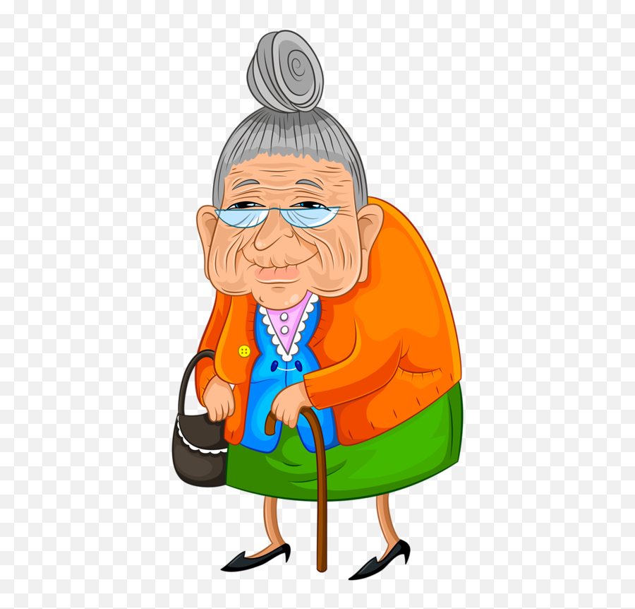 Cartoon Old Woman Clipart - Old Lady Cartoon Emoji,Old Man Old Woman Emoji