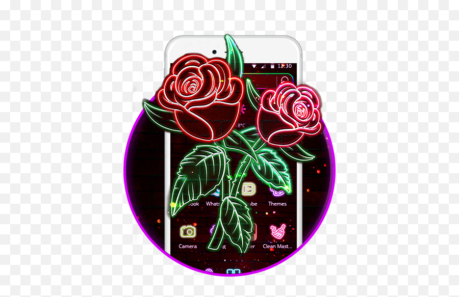 Glowing Crimson Rosette - Rose White Background Neon Emoji,Rosette Emoji