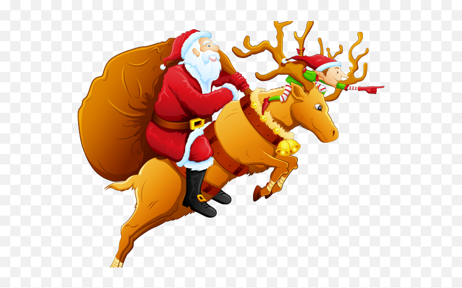 Snowflake Clipart Deer - Santa Claus Riding Reindeer Emoji,Deer Hunting Emoji